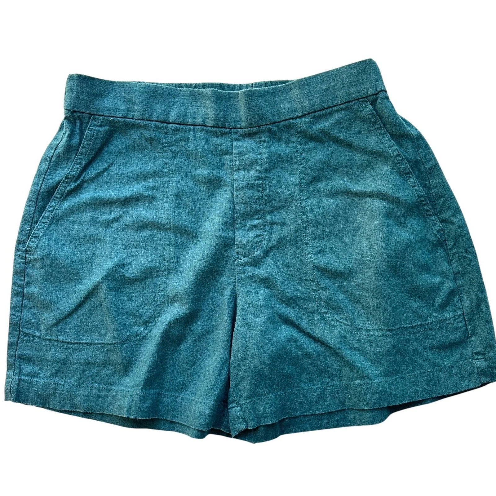 Banana Republic Linen Blend Shorts Teal Elastic Waist Minimalist Preppy Small