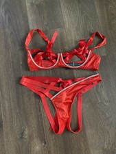 Image of Ann Summers unwrap me luxe crotchless set red size M new with tags RRP £32