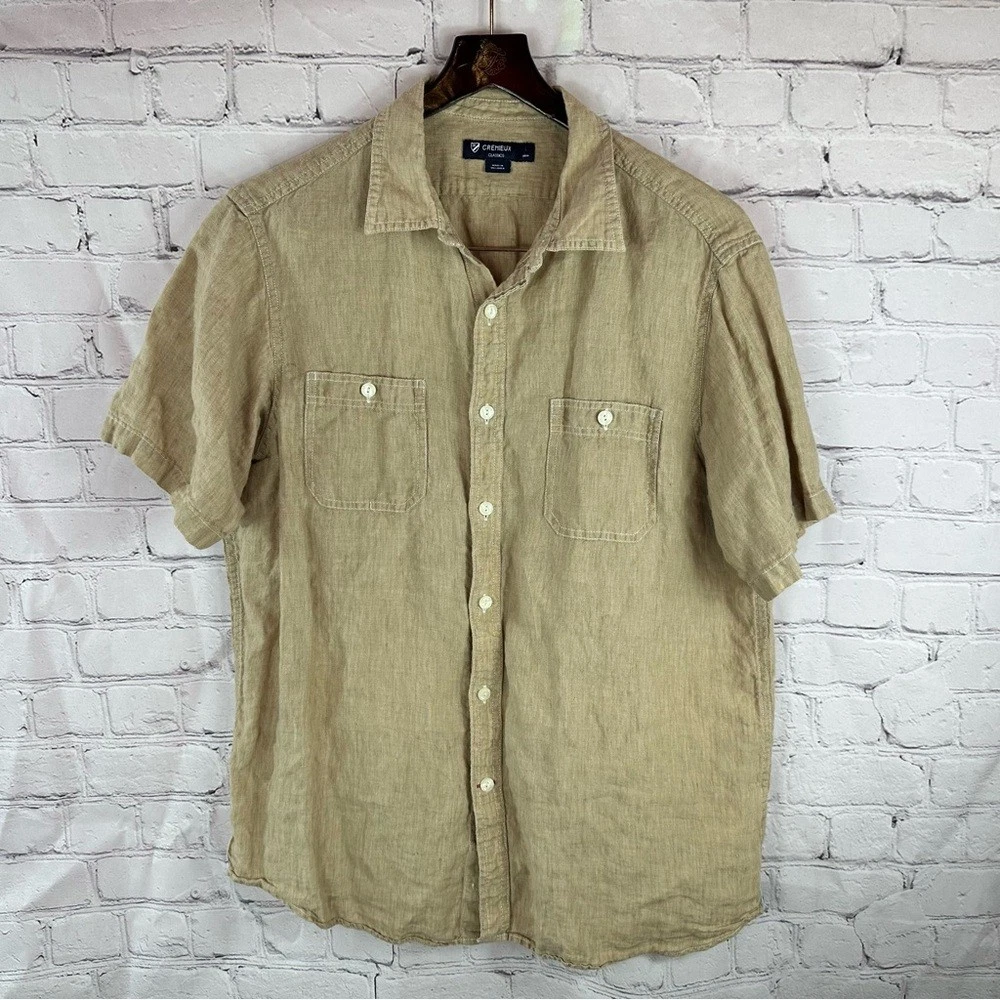 Daniel Cremieux classic linen Button-Down Shirt neutral Khaki Men L