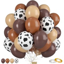 Brown Cow Print Balloons 50pcs 12" Western Party Decorations for Kids