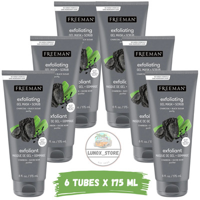 Freeman Charcoal Black Sugar Polishing Mask Scrub 175ml New Vegan Detox EXP 2028