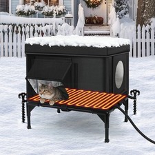 Heated Outdoor Cat House Weatherproof with Heating Pad, Heated Cats House for...