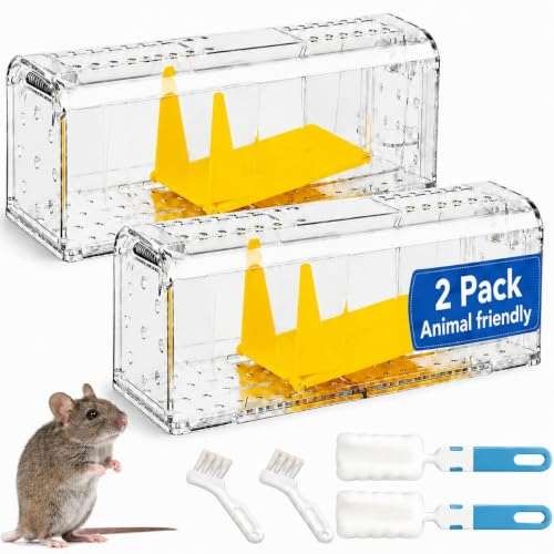 2 Pack Humane Mouse Traps, Indoor & Outdoor  Assorted colors
