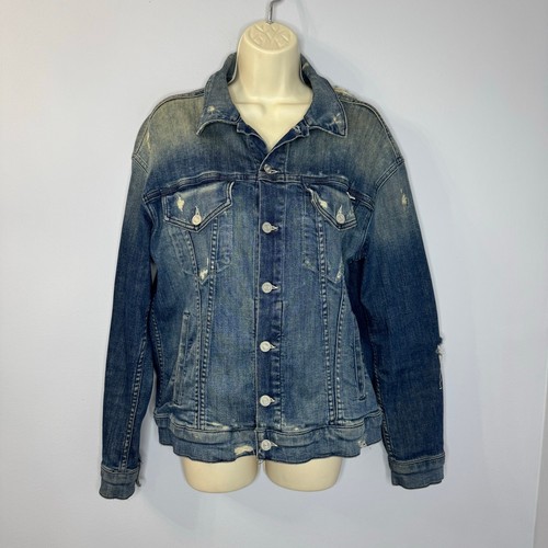 Mother Denim Drifter Jacket Gypsy Blue Women’s Distressed Stretch Blue Sz S