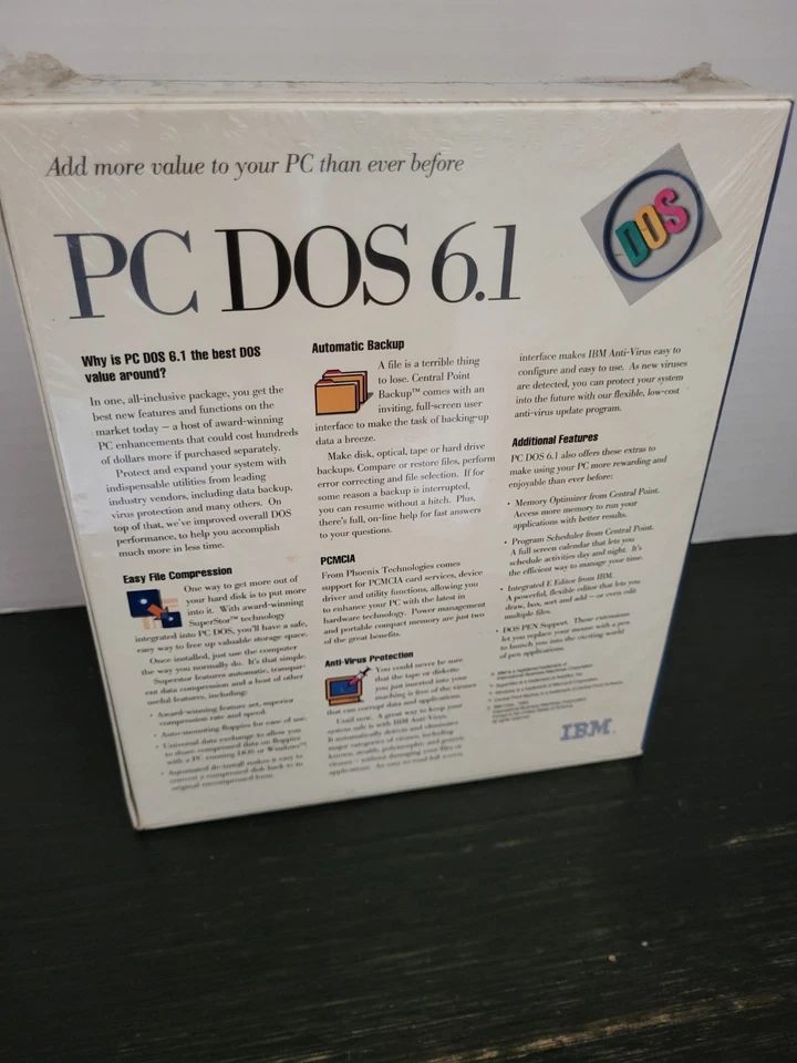 IBM PC DOS Version 6.1 3.5" Disks UPGRADE Edition 1993 BRAND NEW SEALED - Image 3 of 4