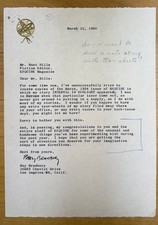 Typed Letter Signed from Ray Bradbury to Rust Hills Fiction Editor of Esquire