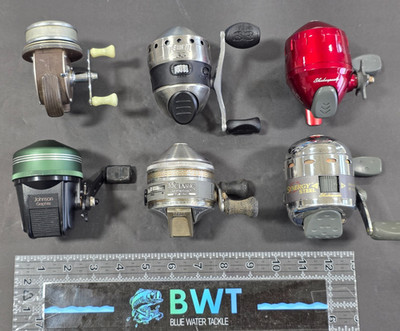 Lot of 6 Spincast Reels *Zebco, Johnson, Shakespeare, Synergy, 33 Classic (B)