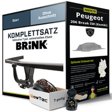 Für PEUGEOT 206 Break SW Typ 2E,K Anhängerkupplung starr +eSatz 7pol uni 02- NEU