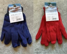 Sets of 2 Blue Red Cotton Jersey Knit Gloves Lightweight Winter NWT