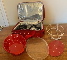 Temptations Temp-tations Insulated Bakeware Travel Tote Red Polka Dot NEVER USED