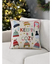 ID HOME FASHIONS Keeping It Cozy Winter Holiday Decorative Pillow, 20" x 20"