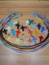 Colorful Cross Pendant Necklaces-Faith Jewelry, Unisex, Multicolor