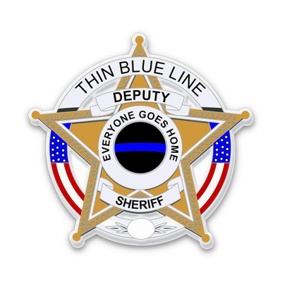 Sheriff Deputy Thin Blue Line Badge Sticker, Everyone Goes Home Waterproof Decal
