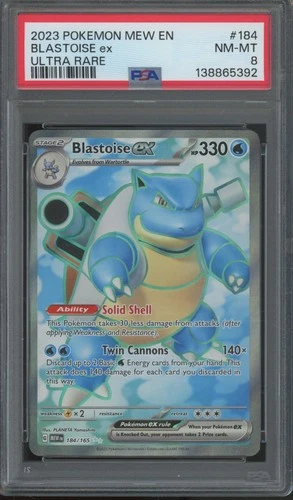 2023 Pokemon Mew EN Ultra Rare #184 Blastoise ex PSA 8