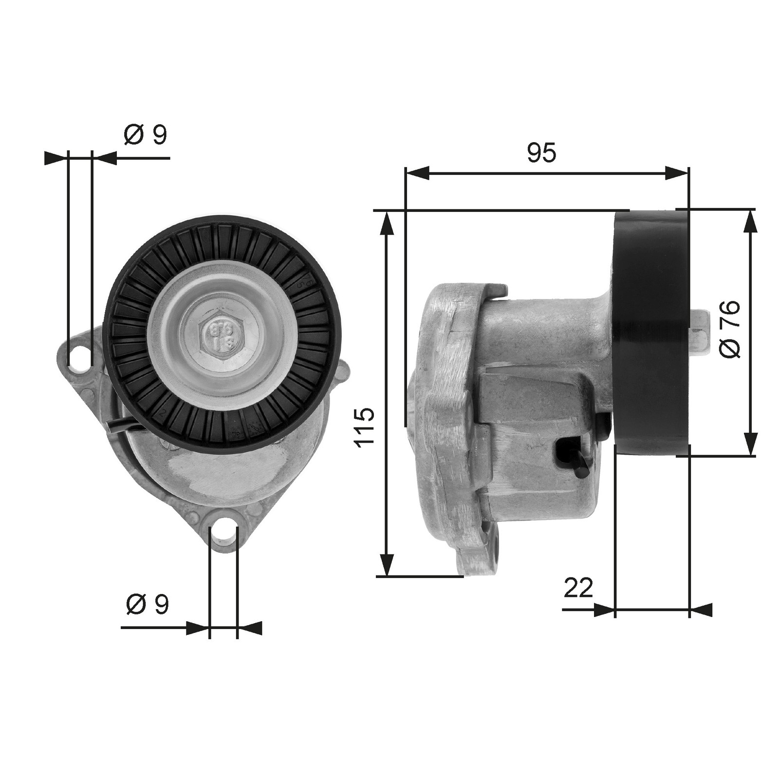 GATES-OE T38448 Belt Tensioner, V-ribbed belt for KIA