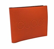 GUCCI Embossed Leather Bifold Wallet with Coin Purse Logo New