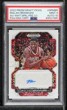 2022-23 Prizm Draft Picks White Sparkle 1/1 Malaki Branham PSA 9 MINT Auto dq2