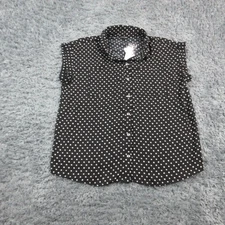 Papermoon Blouse Shirt Womens XL Black Polka Dot Sleeveless Button Front Top NWT