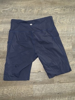 Baleaf Women s High Waist Biker Shorts Navy Blue Size M Pockets Compression Fit