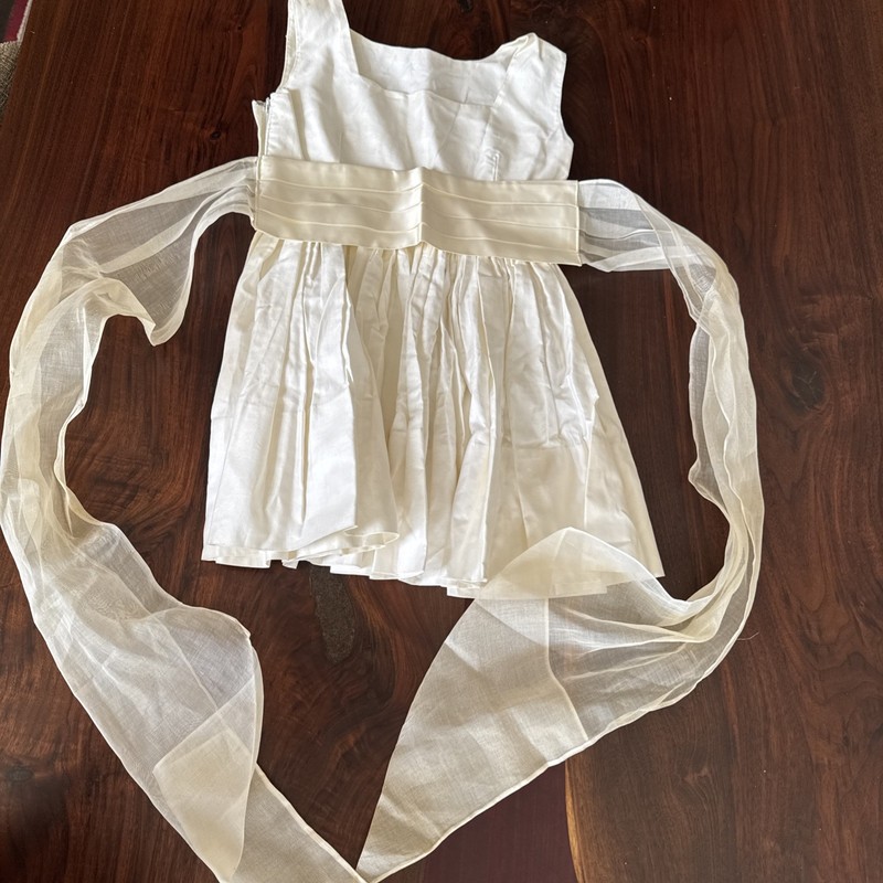 Vintage Wedding Flower Girl Dress-ivory white with cummerbund style bow sash