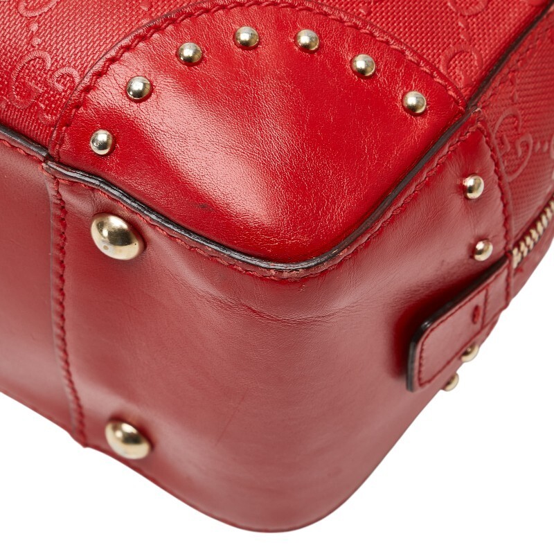 Gucci GG Embossed Leather Shoulder Bag Red 2WAY Women's Authentic thumbnail 5