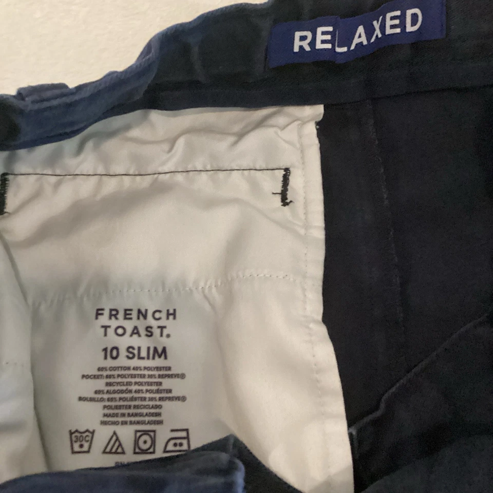 Pantalones ajustados relajados cintura ajustable French Toast azul marino talla 10 para niños Foto 2 de 4