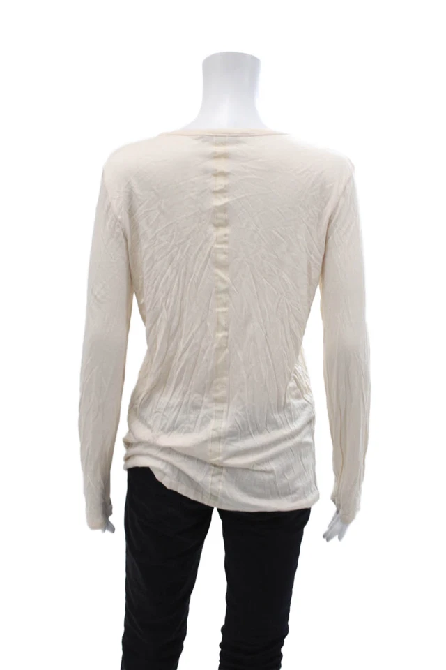 The Row Womens Scoop Neck Long Sleeve Basic Tee Top Beige Size M - Image 3 of 4