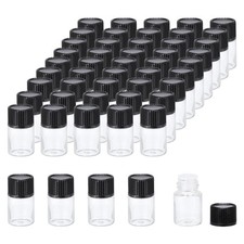 2ml Essential Oil Bottles 50 Pack Clear Glass Bottles Sample Vial Style 1, Black