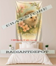 Cute Hedgehog Blossom Tapestry Nursery Hanging animal art 59X82 in