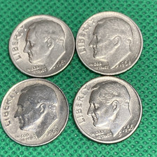Lot of 4 Roosevelt Dimes no mint mark CIRCULATED 1(65),67,68 & 69D P &D