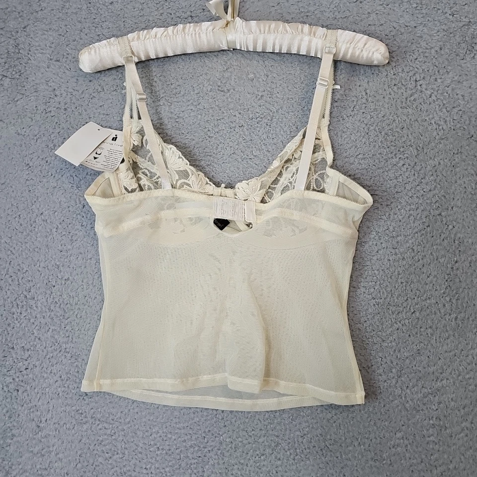 NUEVO NUEVO CON ETIQUETAS Donna Loren Off White Cami Camisola Sujetador Top Malla Transparente Talla L  Foto 2 de 4