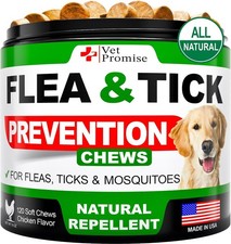 100 Natural Flea and Tick Prevention Chewable Pills for All Dogs, Made In USA