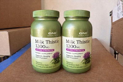 #ad 2 X GNC Herbal Plus Milk Thistle 1300mg 120ct EXP09 27 $24.95