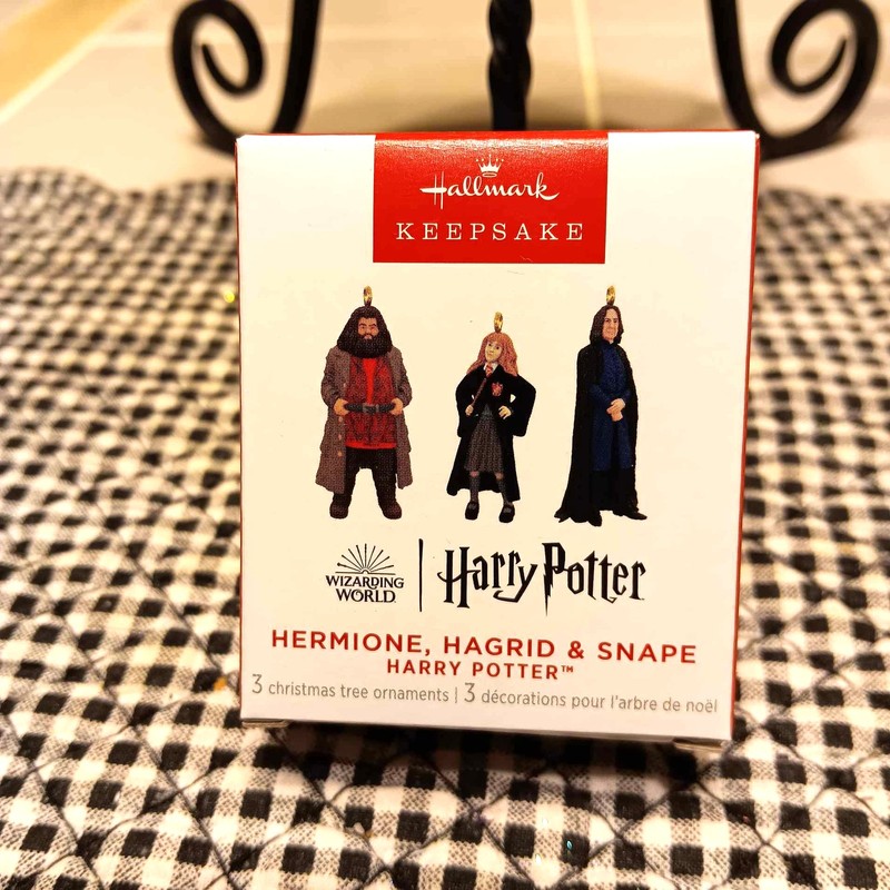 HALLMARK HARRY POTTER HERMIONE HAGRID AND SNAPE 2023 CHRISTMAS ORNAMENTS SET