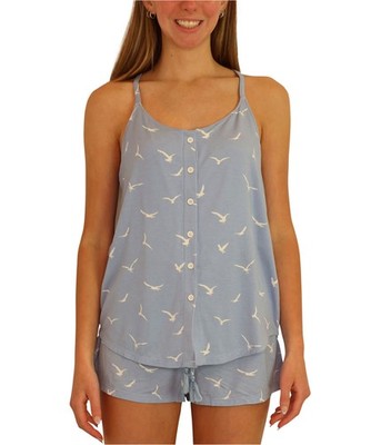 P.J. Salvage Womens In Flight Button Pajama Sleep Cami Tank Top, Blue, Small