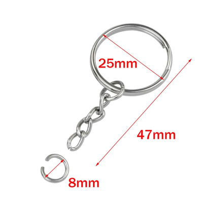 10/50/100Pcs Split Key Ring with Chain and Jump Rings Connector for DIY Keychain