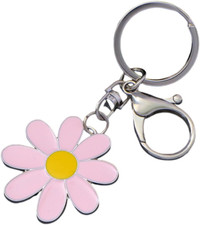 Cute Daisy Enameled Keychain Flower Charms Keyring for Purse Bag