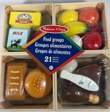 Melissa Doug Food Groups 21 Piece Wooden Set Wood Playset Brand New Age 2