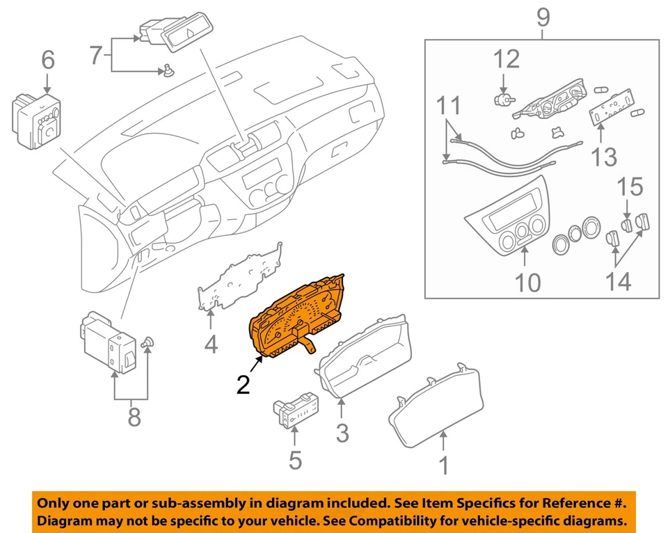 Used Speedometer Gauge fits: 2005 Mitsubishi Lancer Cluster exc. Evolution 2.0L - Image 3 of 4