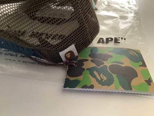 Authentic a bathing ape bape bape sta mesh cap trucker hat green new - Picture 5 of 11