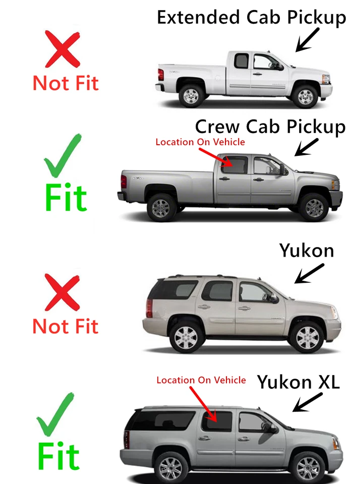 Fits 2007-2013 GMC Yukon XL Sierra Passenger Side Right Rear Door Window Glass Foto 3 de 4
