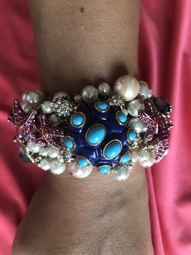 Betsey Johnson And The Sea Reef Pearl Turtle Abalone Shell Starfish Bracelet - Picture 5 of 6