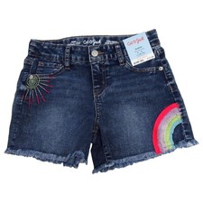 CAT JACK GIRLS DENIM SHORTS - RAINBOW - SUPER STRETCH- ACID WASH- SMALL 6 