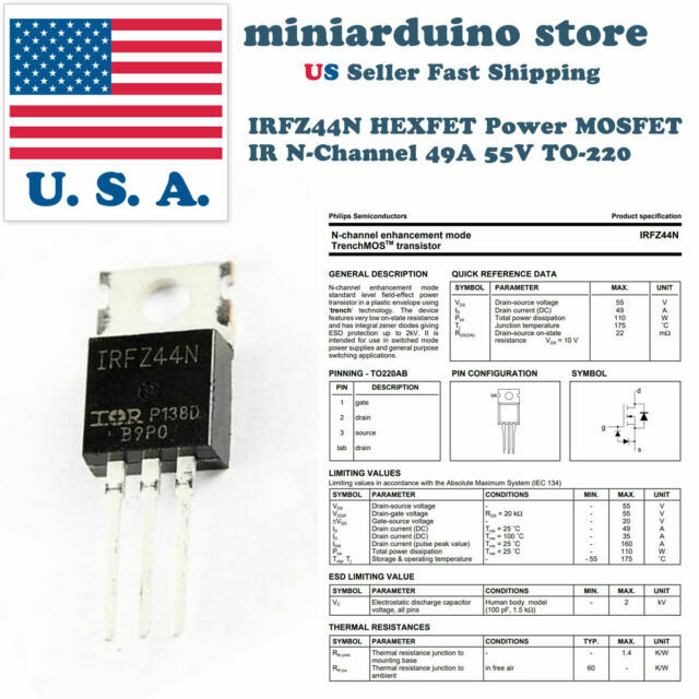 20 x IRFZ44N IRFZ44 Original IR MOSFET NChannel 49A 55V tillescenter