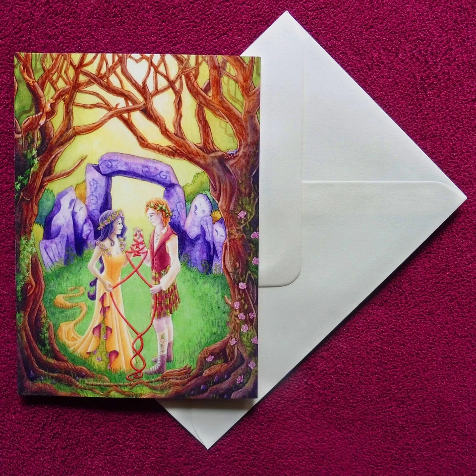 Tarjeta de felicitación escocesa Handfasting A6 boda San Valentín naturaleza pagana romántica Foto 2 de 3