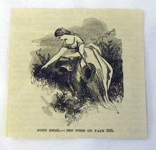 1882 small magazine engraving ~ Gone Home ~ Woman With Basket