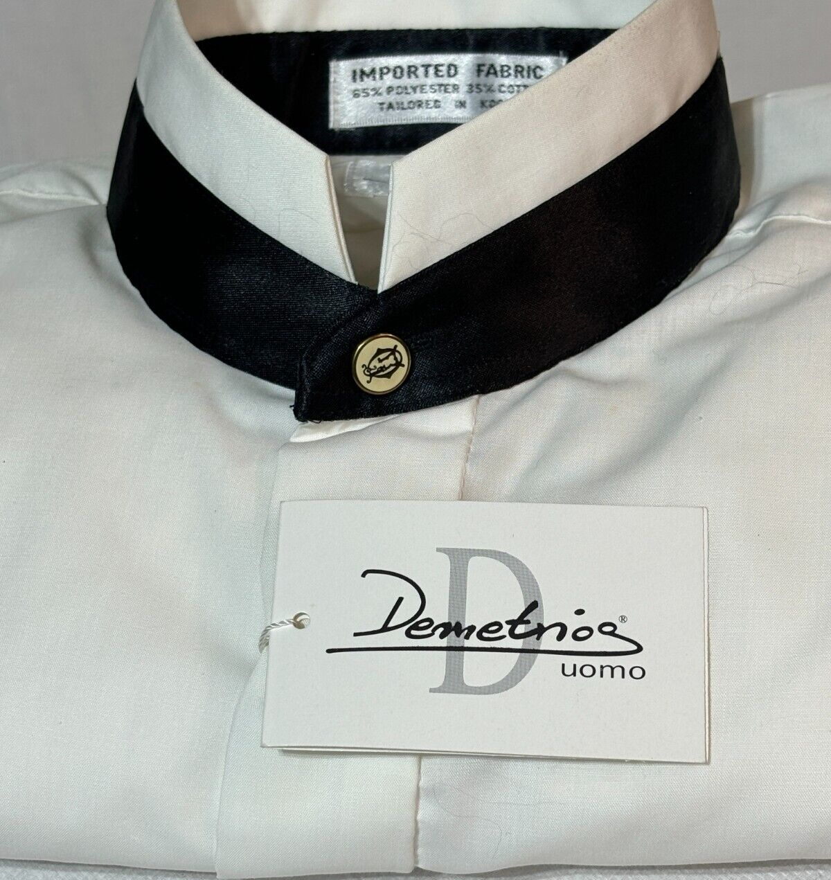 Dmetnog Uomo Mens Banded Tuxedo Shirt M White Black New Medium Prom Wedding Read
