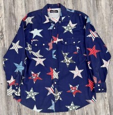 Vintage GUESS Georges Marciano Stars Western Pearl Snap Mens USA Made Large