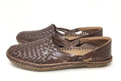 Desi Hangover Holas Brown Woven Leather Sandals Slip On  display picture 3