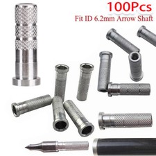 100PCS Aluminum Inserts .244/6.20mm Bullet Field Points for Carbon Arrow Shaft